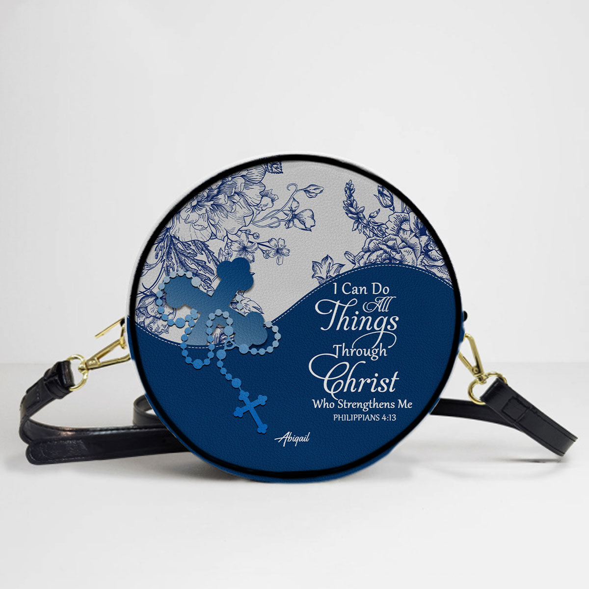 Personalized Circle Leather Crossbody Bag – Custom Name, Color & Bible Verse | CHRISTIANARTBAG