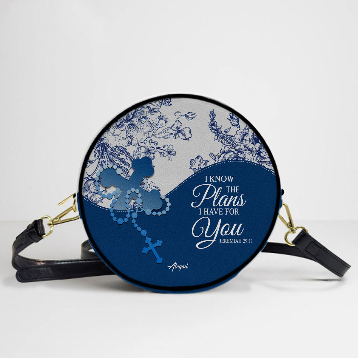 Personalized Circle Leather Crossbody Bag – Custom Name, Color & Bible Verse | CHRISTIANARTBAG
