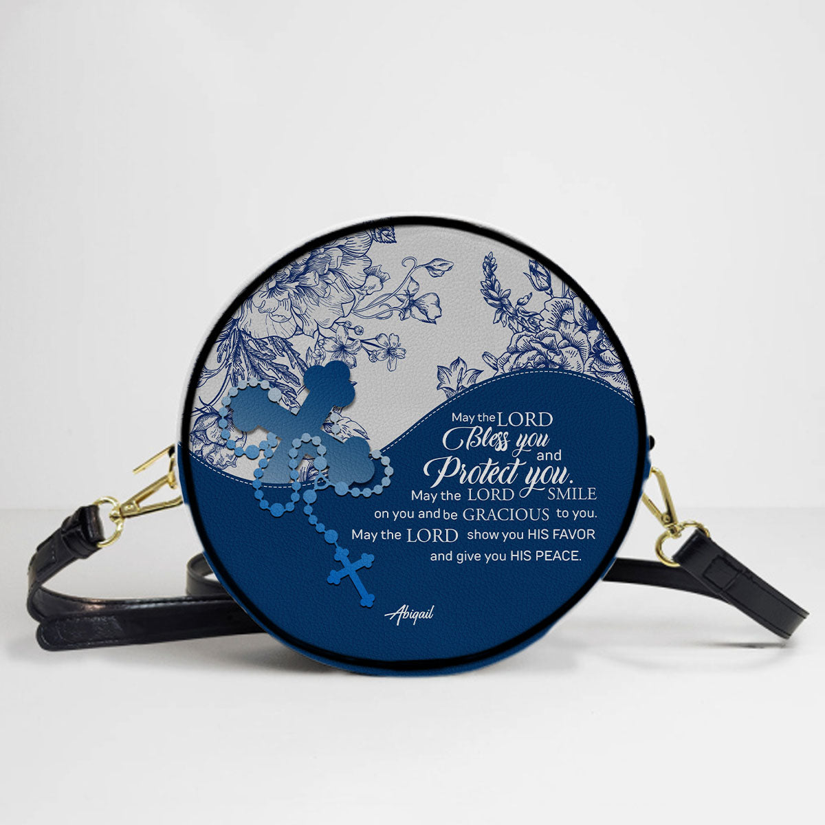 Personalized Circle Leather Crossbody Bag – Custom Name, Color & Bible Verse | CHRISTIANARTBAG