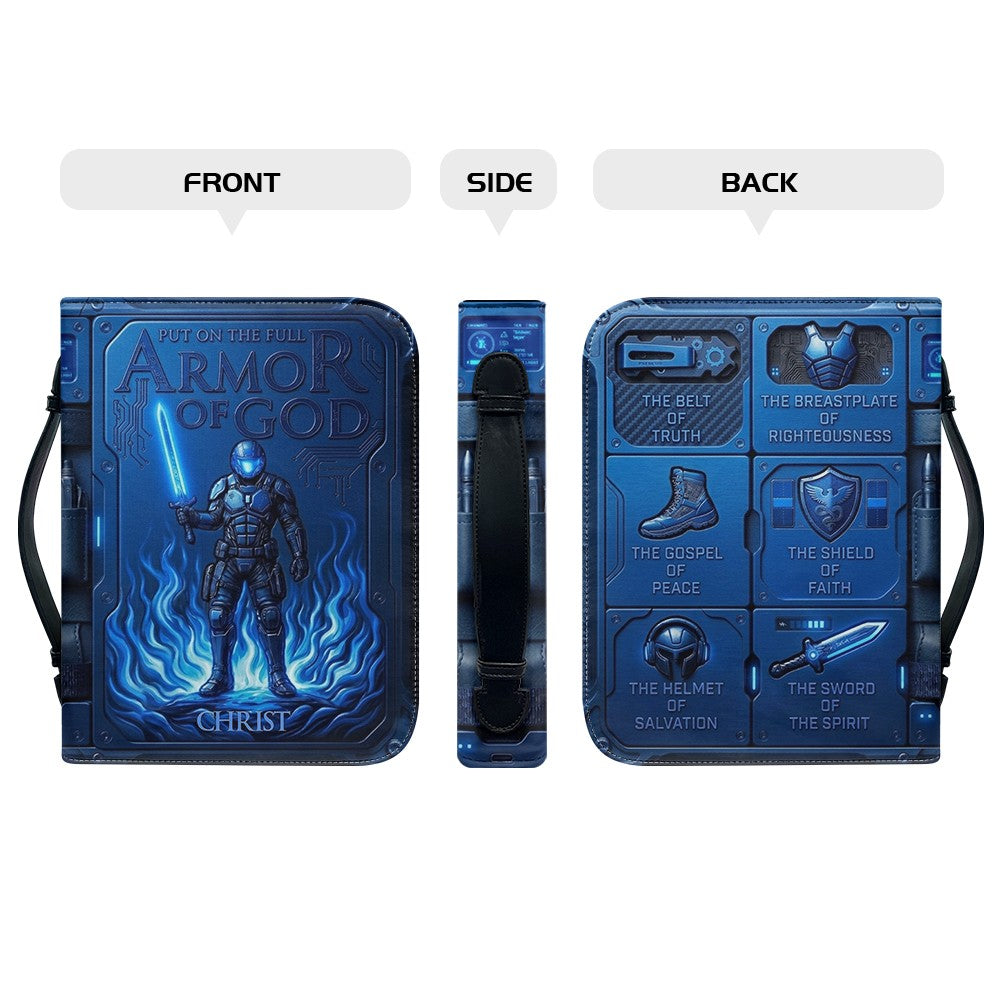 Personalized Bible Cover Armor of God | Custom Name Leather Bible Case with Handle | Christian Gift for Men Women | CHRISTIANARTBAG CAB01060926