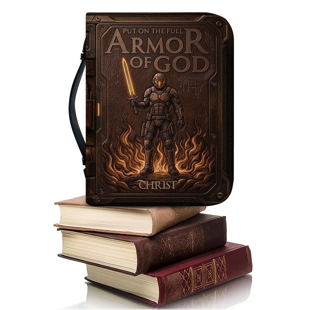 Personalized Bible Cover Armor of God | Custom Name Leather Bible Case with Handle | Christian Gift for Men Women | CHRISTIANARTBAG CAB01060926