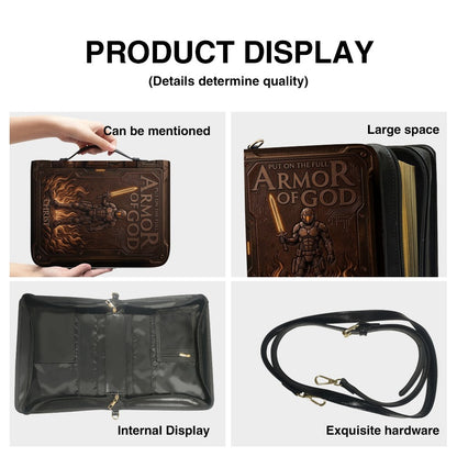 Personalized Bible Cover Armor of God | Custom Name Leather Bible Case with Handle | Christian Gift for Men Women | CHRISTIANARTBAG CAB01060926