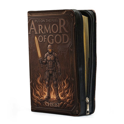 Personalized Bible Cover Armor of God | Custom Name Leather Bible Case with Handle | Christian Gift for Men Women | CHRISTIANARTBAG CAB01060926
