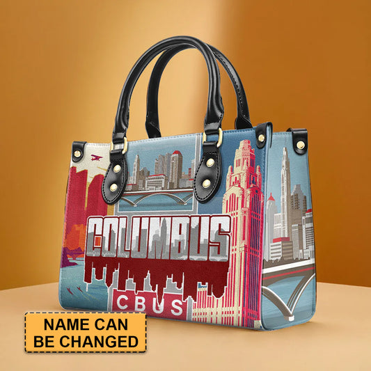 Columbus Cityscape Custom Leather Tote - CHRISTIANARTBAG Metropolitan Series - CABLTHB18310324.