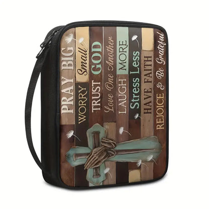 Rustic 'Pray Big, Trust God' Canvas Bible Cover – Personalize with Your Name | CHRISTIANARTBAG