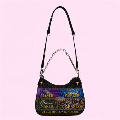 CHRISTIANARTBAG Crossbody Bag with Chain - Personalized Crossbody Bag with Chain - Way Maker Miracle Worker Promise Maker Light in The Darkness - CABCBC02300524