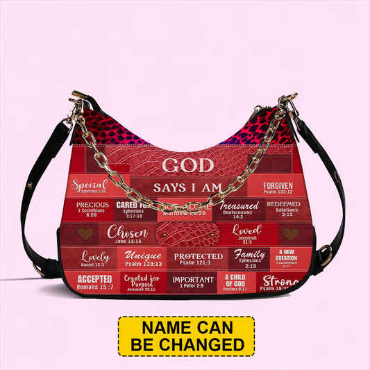 CHRISTIANARTBAG Crossbody Bag with Chain - Personalized Crossbody Bag with Chain - GOD SAYS I AM - CABCBC04300524