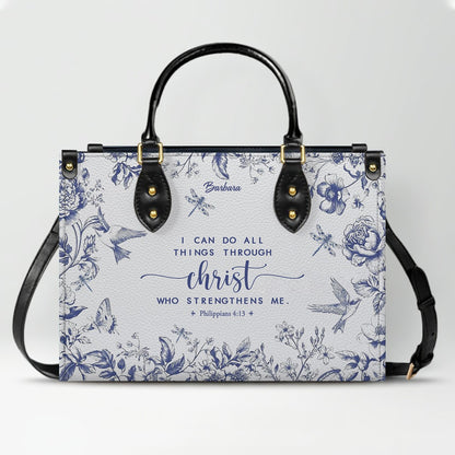 Personalized Leather Handbag with Bible Verse – Custom Christian Purse by CHRISTIANARTBAG