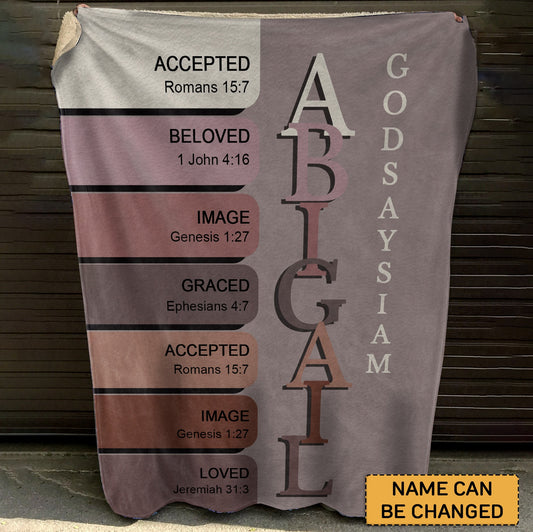 Christianart Personalized Blanket, God Says I Am, Uncover the sacred meaning of your name - Personalized Blanket, CABBK01020724.