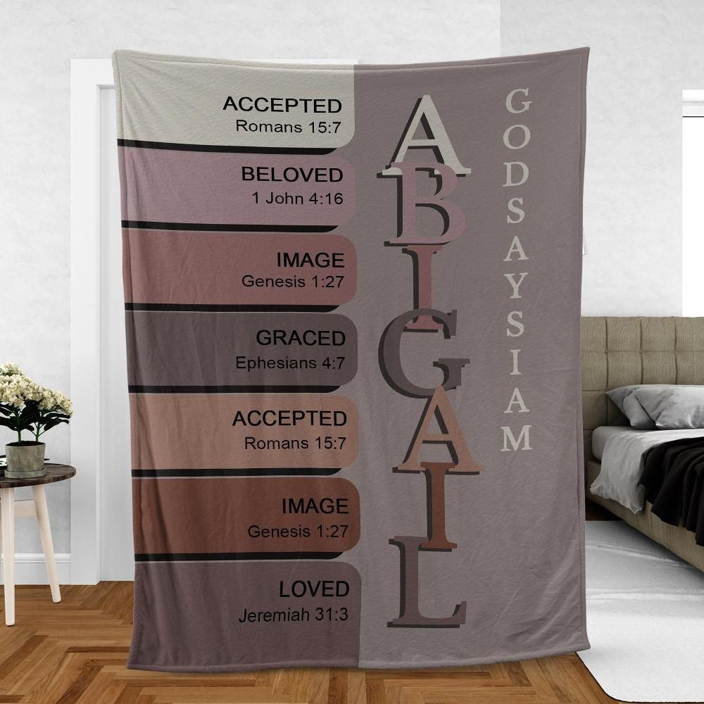 Christianart Personalized Blanket, God Says I Am, Uncover the sacred meaning of your name - Personalized Blanket, CABBK01020724.