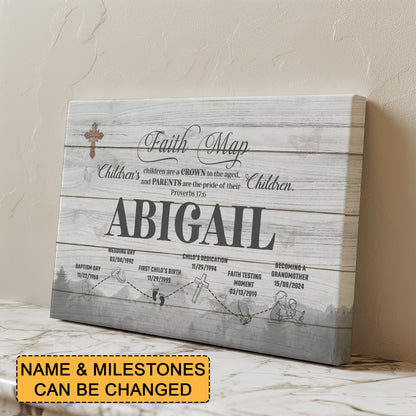 Personalized Faith Map Canvas for Mom – Custom Name & Milestones Canvas Wall Art by CHRISTIANARTBAG