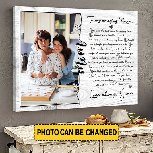 Custom 'To My Amazing Mom' Photo Canvas Print - CHRISTIANARTBAG | Personalized Heartfelt Message Wall Art