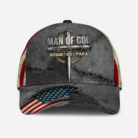 Christianartbag Hat, Personalized Name Classic Cap with Dad The Man Of God Design, Personalized Hat, Christian Hat, CABHAT17141223. - Christian Art Bag