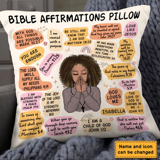 Christianartbag Pillow, Daily Bible Affirmations Pillow, Personalized Throw Pillow, Christian Gift, Christian Pillow, Christmas Gift, CABPL04100923. - Christian Art Bag