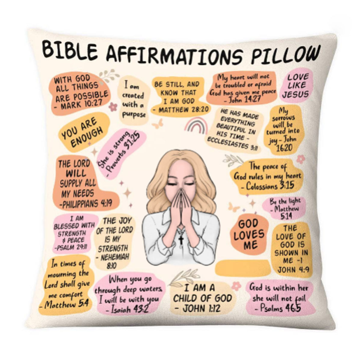 Christianartbag Pillow, Daily Bible Affirmations Pillow, Personalized Throw Pillow, Christian Gift, Christian Pillow, Christmas Gift, CABPL04100923. - Christian Art Bag