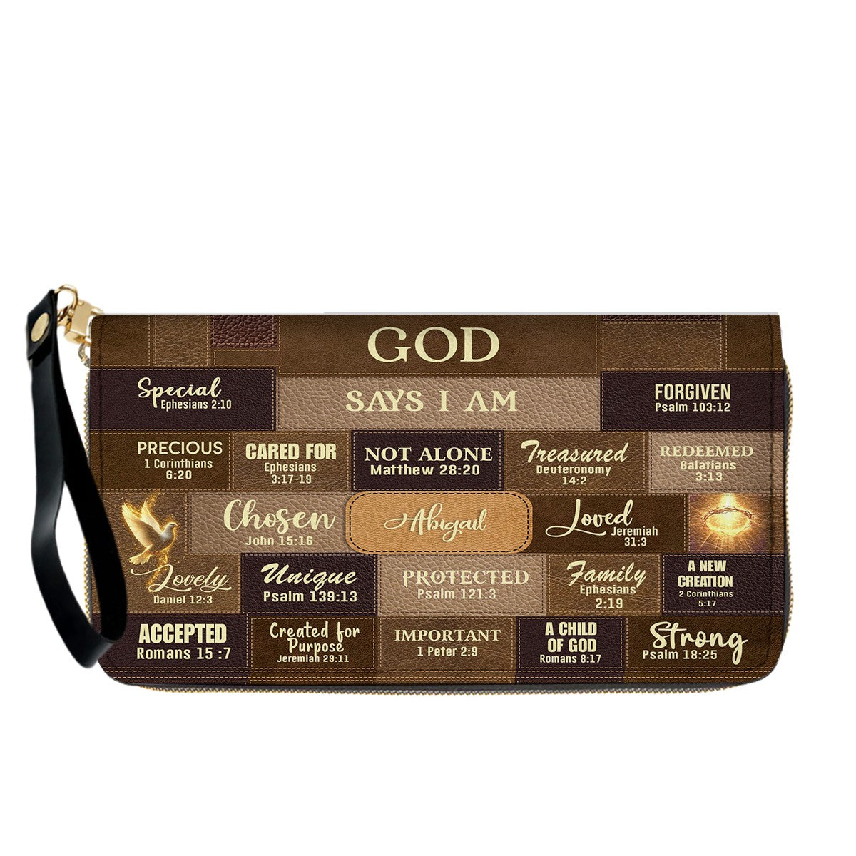 Personalized Leather Handbag & Long Wallet Set – GOD Says I Am Christian Gift for Women