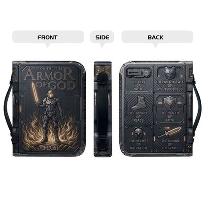 Personalized Bible Cover Armor of God | Custom Name Leather Bible Case with Handle | Christian Gift for Men Women | CHRISTIANARTBAG CAB01060926