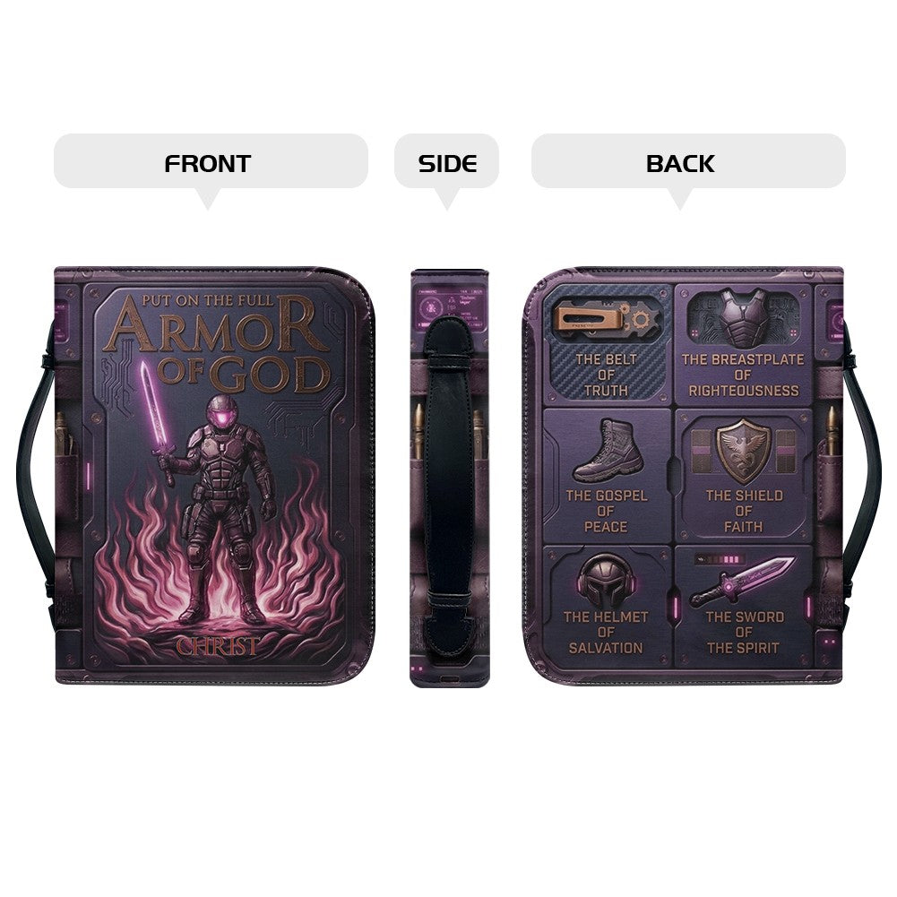Personalized Bible Cover Armor of God | Custom Name Leather Bible Case with Handle | Christian Gift for Men Women | CHRISTIANARTBAG CAB01060926