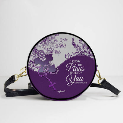 Personalized Circle Leather Crossbody Bag – Custom Name, Color & Bible Verse | CHRISTIANARTBAG