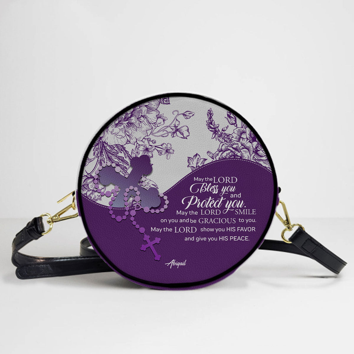 Personalized Circle Leather Crossbody Bag – Custom Name, Color & Bible Verse | CHRISTIANARTBAG