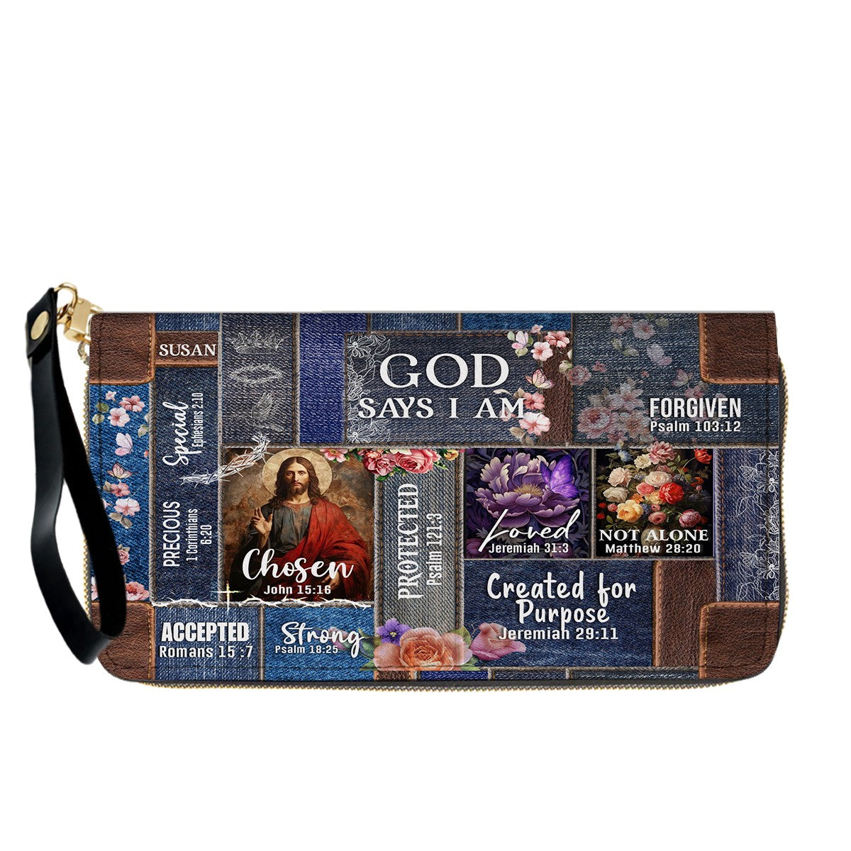 Personalized Leather Handbag & Long Wallet Set – GOD Says I Am Christian Gift for Women