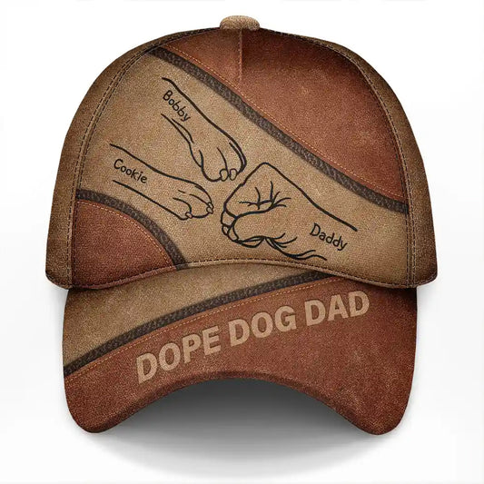 Christianartbag Cap, Dope Dog Dad Hand Paw Sketch Cap, Personalized Cap, Cap for Dad, CABCAP06230524.