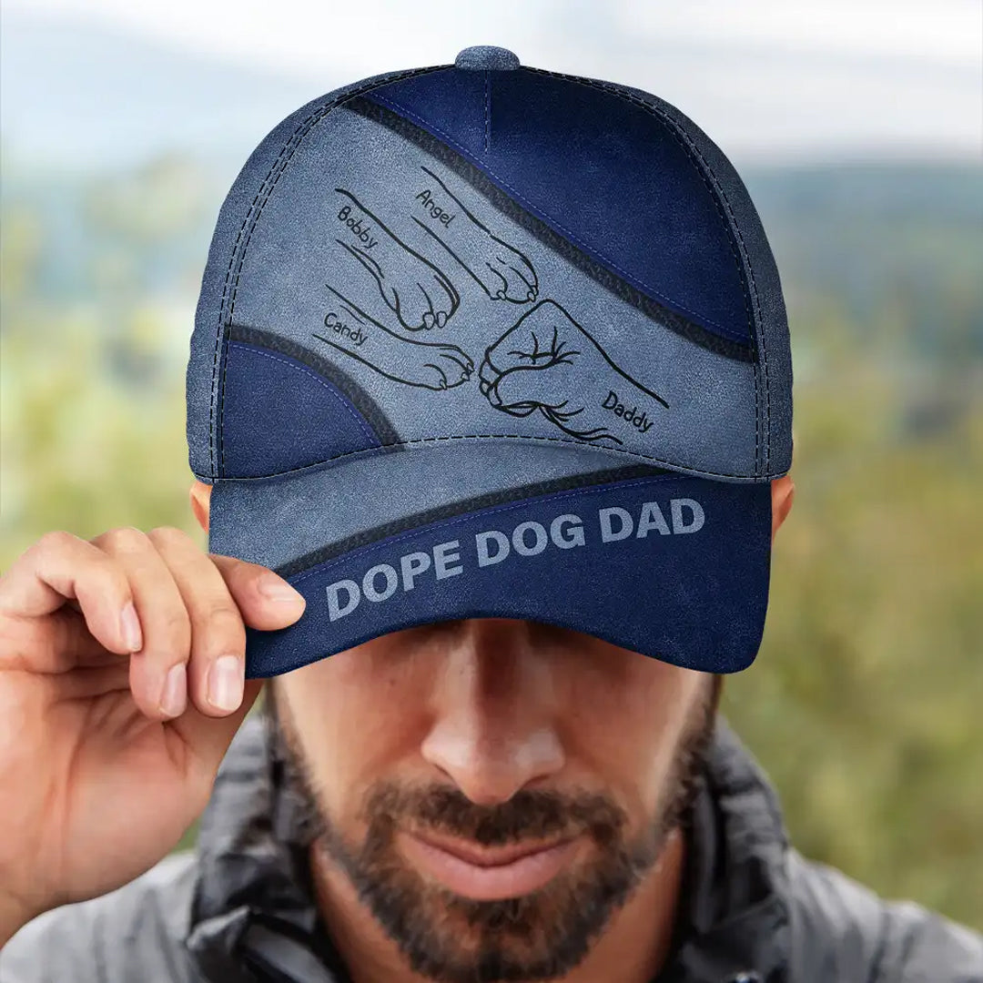 Christianartbag Cap, Dope Dog Dad Hand Paw Sketch Cap, Personalized Cap, Cap for Dad, CABCAP06230524.