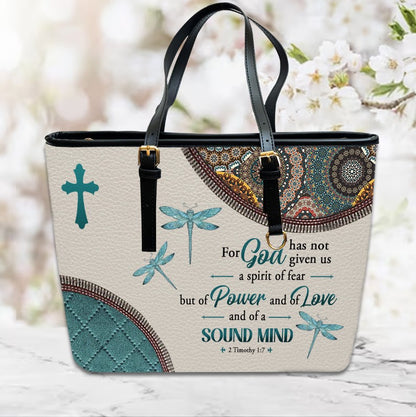 Christianart Designer Handbags, For God Has Not Given Us A Spirit Of Fear 2 Timothy 1 7 Dragonfly Mandala, Personalized Gifts, Gifts for Women. - Christian Art Bag