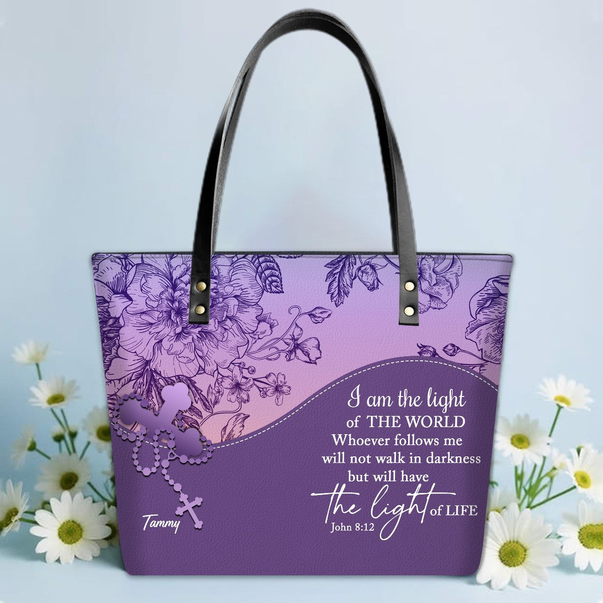 Personalized Leather TOTE Bag – Custom Name & Bible Verse Christian Handbag | CHRISTIANARTBAG Luxury Collection