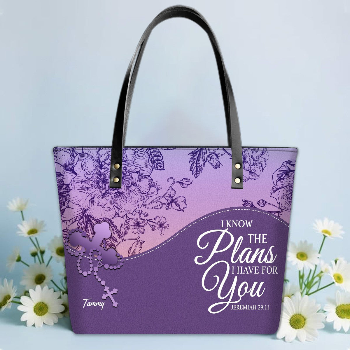 Personalized Leather TOTE Bag – Custom Name & Bible Verse Christian Handbag | CHRISTIANARTBAG Luxury Collection
