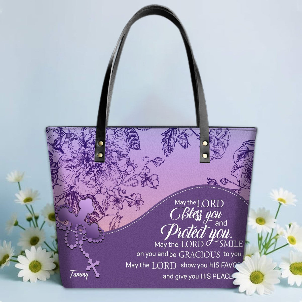 Personalized Leather TOTE Bag – Custom Name & Bible Verse Christian Handbag | CHRISTIANARTBAG Luxury Collection