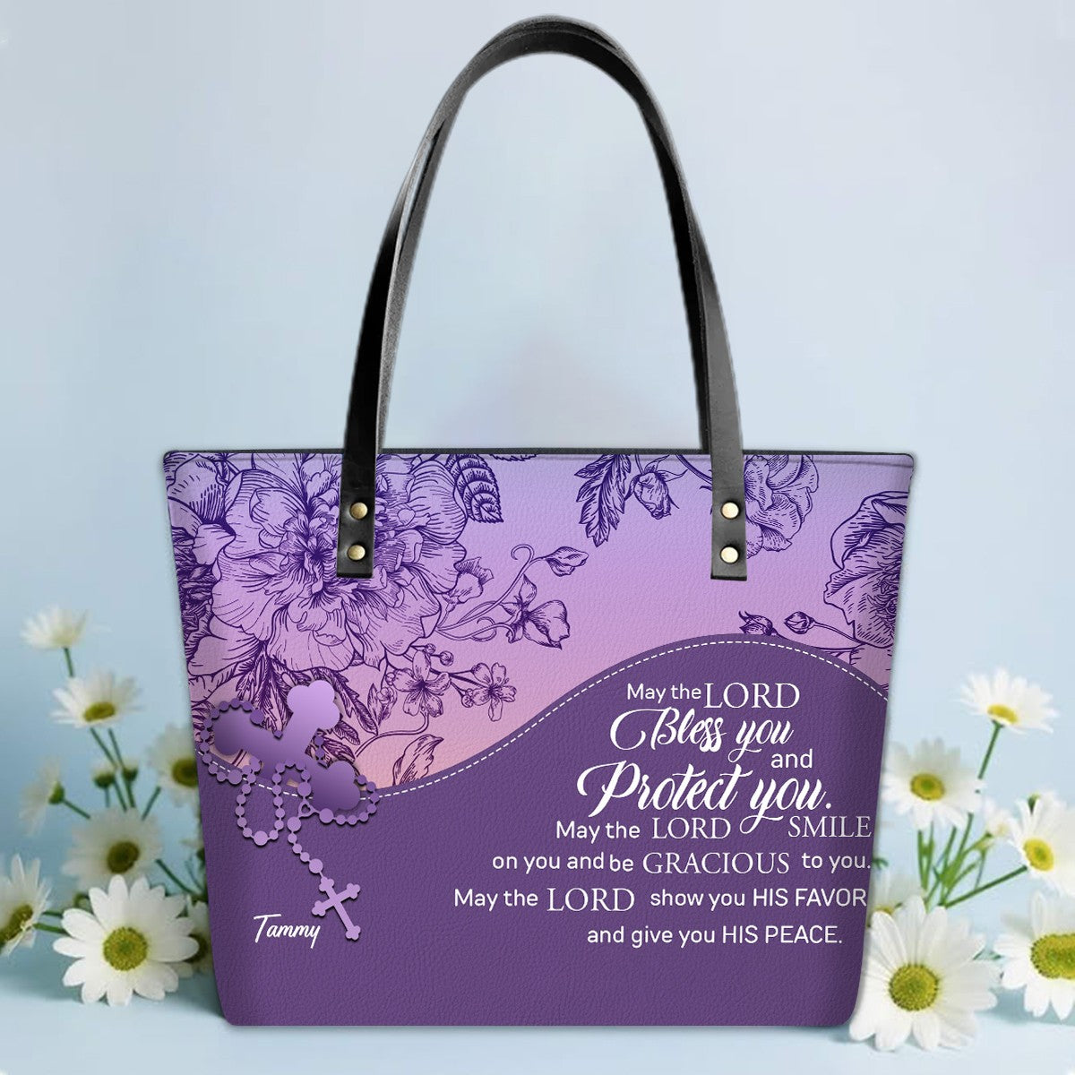 Personalized Leather TOTE Bag – Custom Name & Bible Verse Christian Handbag | CHRISTIANARTBAG Luxury Collection