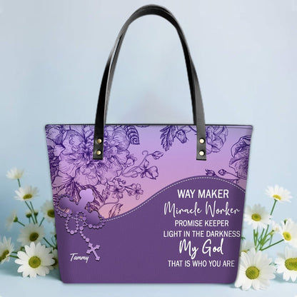 Personalized Leather TOTE Bag – Custom Name & Bible Verse Christian Handbag | CHRISTIANARTBAG Luxury Collection