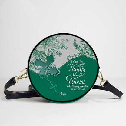 Personalized Circle Leather Crossbody Bag – Custom Name, Color & Bible Verse | CHRISTIANARTBAG