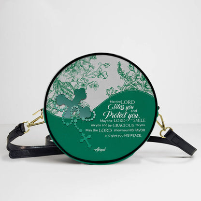 Personalized Circle Leather Crossbody Bag – Custom Name, Color & Bible Verse | CHRISTIANARTBAG