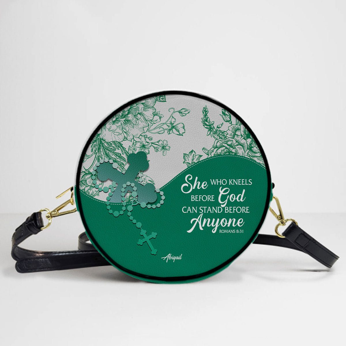 Personalized Circle Leather Crossbody Bag – Custom Name, Color & Bible Verse | CHRISTIANARTBAG
