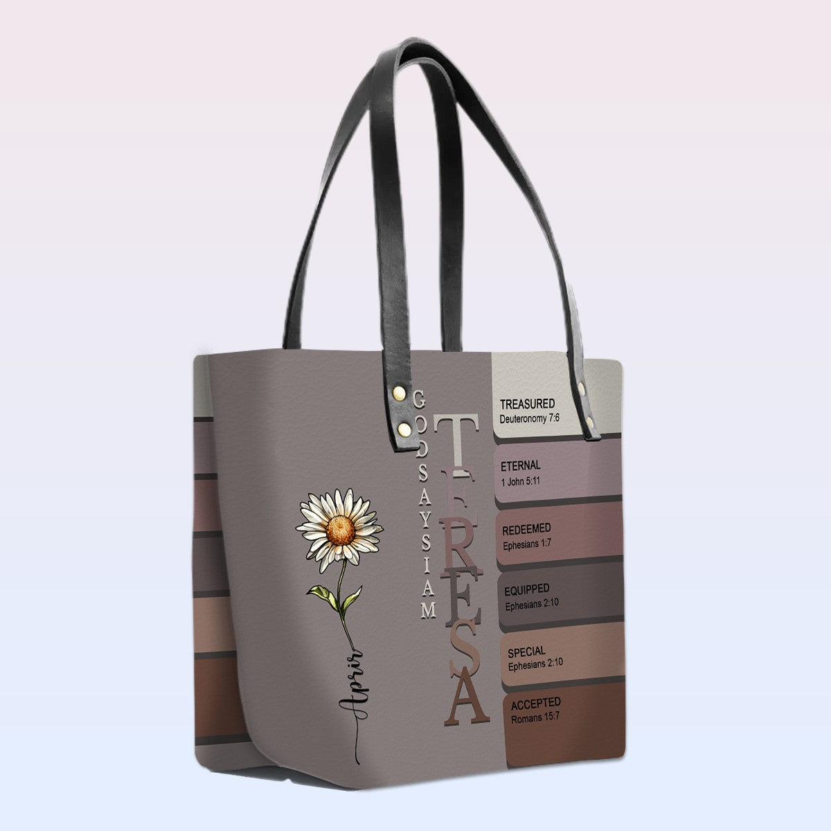 SET - Personalized Leather Tote Bag with Bible Verses – Uncover the sacred meaning of your name – Custom Faith-Inspired Handbag | CHRISTIANARTBAG Leather TOTE Bag
