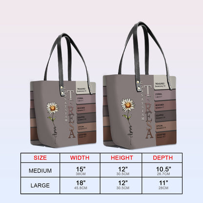 SET - Personalized Leather Tote Bag with Bible Verses – Uncover the sacred meaning of your name – Custom Faith-Inspired Handbag | CHRISTIANARTBAG Leather TOTE Bag