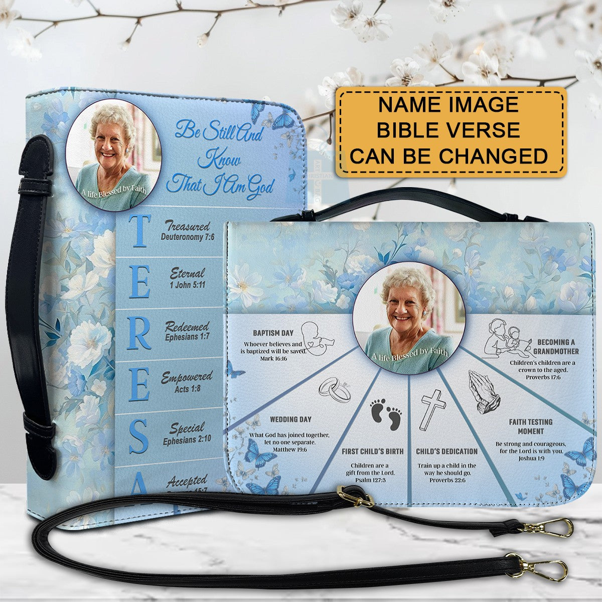 CHRISTIANARTBAG Bible Cover Faith Map - Uncover the sacred meaning of your name - A Special Christian Gift for Moms - Personalized Bible Cover, CABBBCV0121325