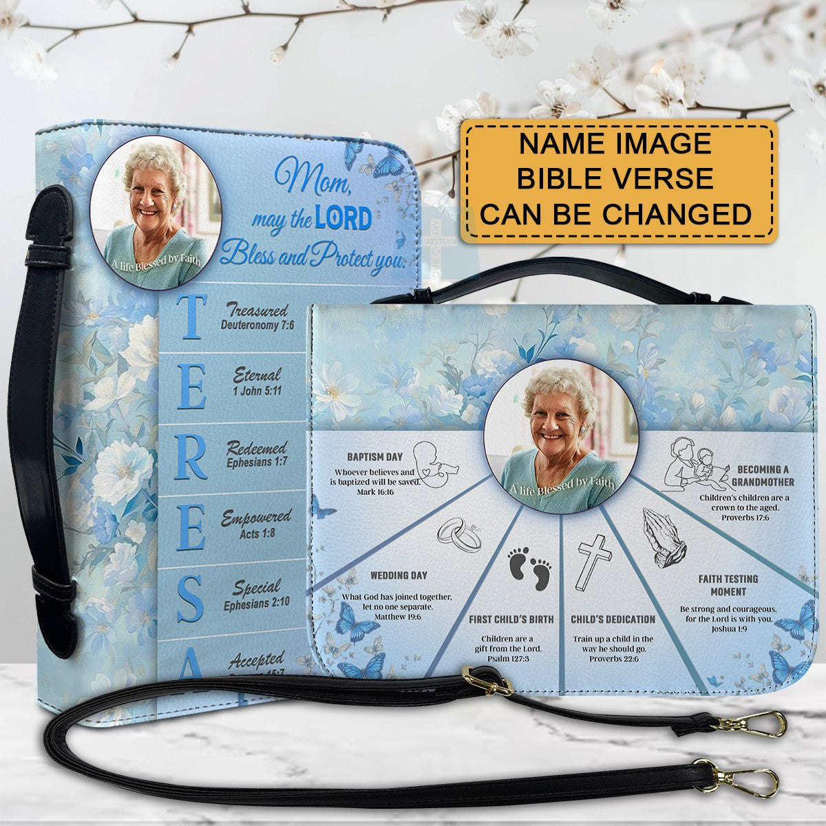 CHRISTIANARTBAG Bible Cover Faith Map - Uncover the sacred meaning of your name - A Special Christian Gift for Moms - Personalized Bible Cover, CABBBCV0121325