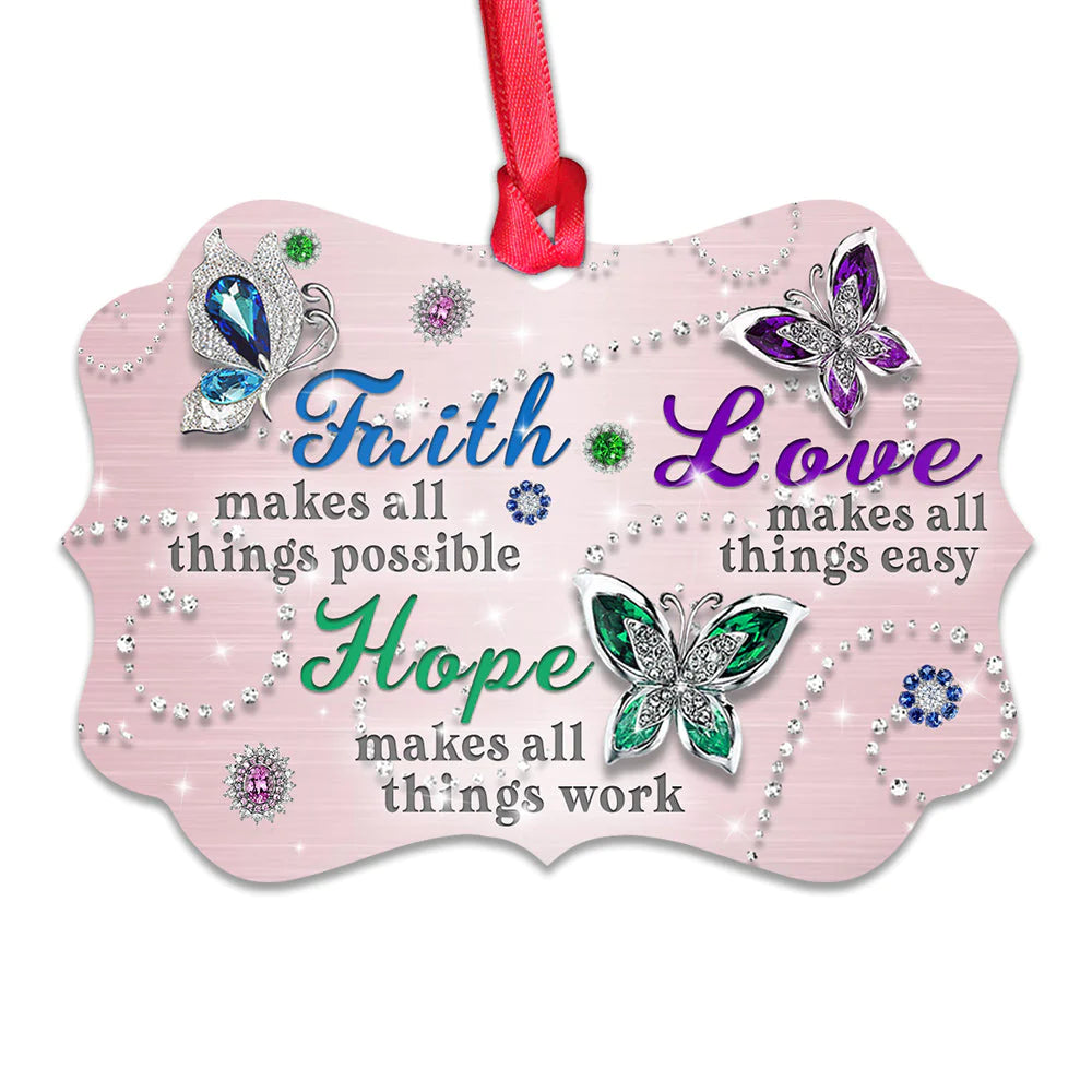 Christianartbag Ornament, Faith Hope Love Butterfly, Christmas Ornament, Christmas Gift, Personalized Ornament. - Christian Art Bag