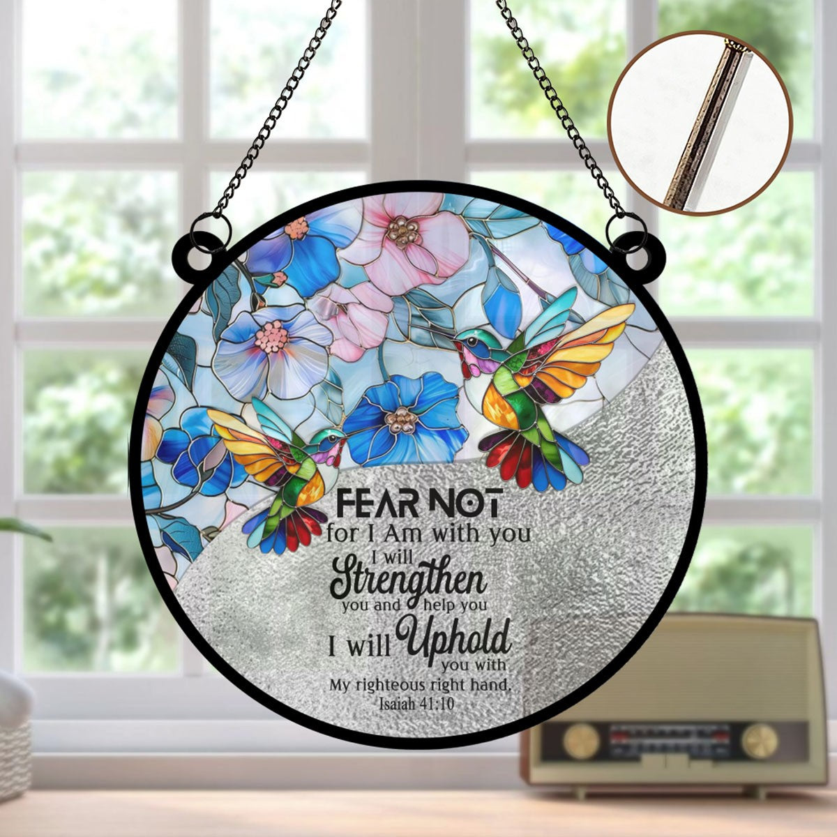 Personalized Christian Suncatcher – Acrylic & Wood Window Hanging Ornament with Bible Verse | CHRISTIANARTBAG