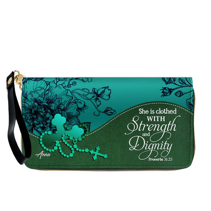 Personalized Christian Long Wallet for Women | Engraved Bible Verse & Name Wristlet Purse – CHRISTIANARTBAG