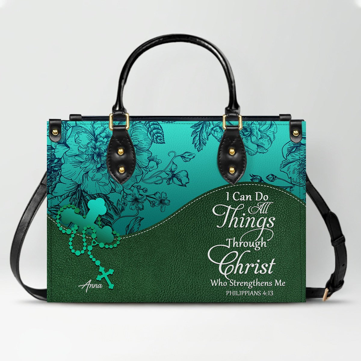 Custom Bible Verse Leather Handbag for Women – Personalized Christian Purse with Name & Scripture – CHRISTIANARTBAG