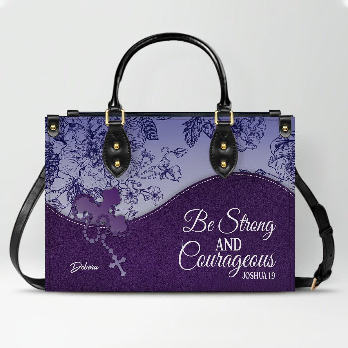 Personalized Christian Leather Handbag and Long Wallet Set – Custom Name, Faith-Inspired Gift for Women