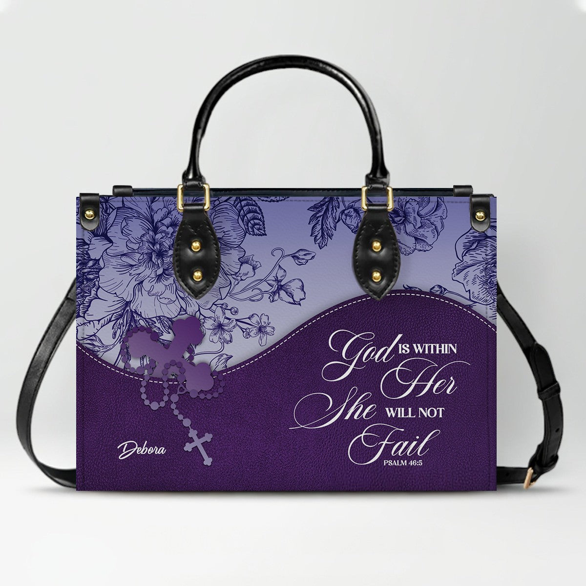 Personalized Christian Leather Handbag and Long Wallet Set – Custom Name, Faith-Inspired Gift for Women