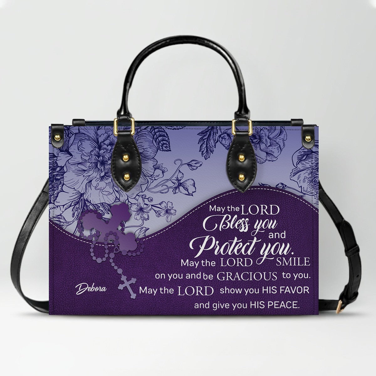 Personalized Christian Leather Handbag and Long Wallet Set – Custom Name, Faith-Inspired Gift for Women