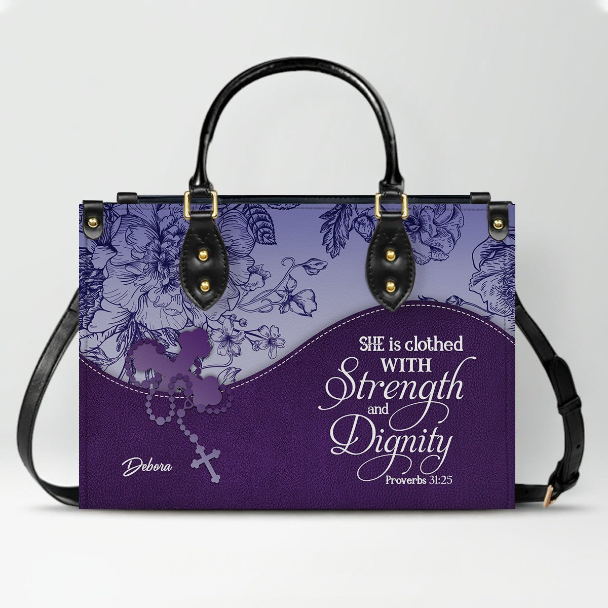 Personalized Christian Leather Handbag and Long Wallet Set – Custom Name, Faith-Inspired Gift for Women