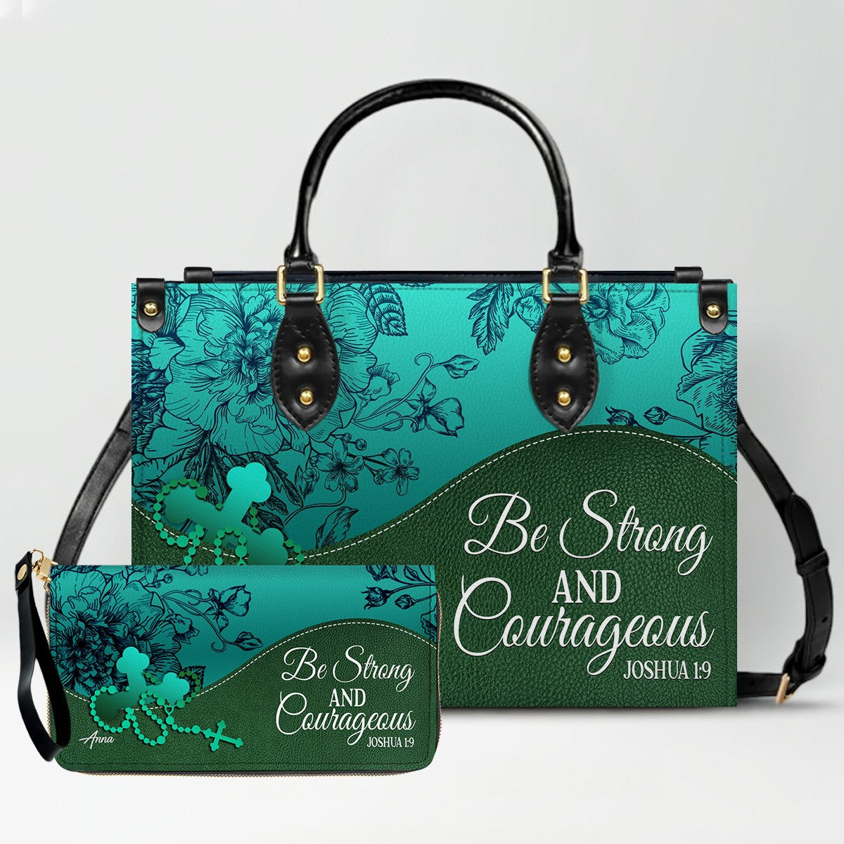 Personalized Leather Handbag Set – Custom Name Christian Purse with Bible Verse | CHRISTIANARTBAG Faith Gift for Women