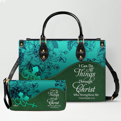 Personalized Leather Handbag Set – Custom Name Christian Purse with Bible Verse | CHRISTIANARTBAG Faith Gift for Women